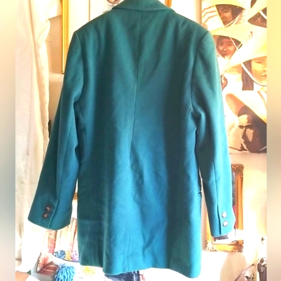 Vintage Emerald Green Pure WOOL Oversize Blazer Women’s Size L - Picture 3 of 5